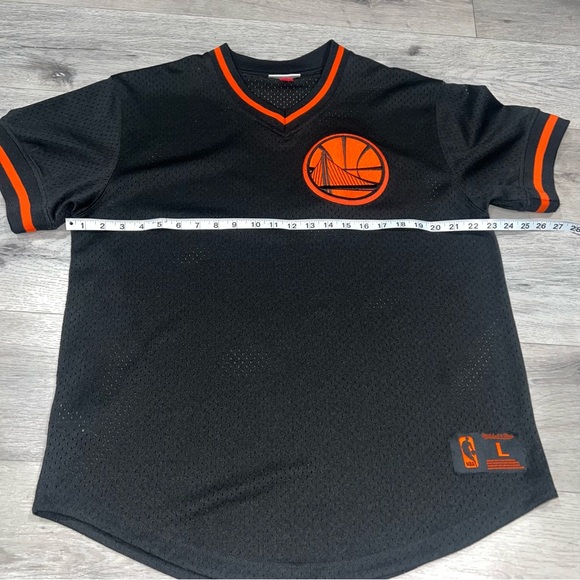Mitchell & Ness Golden State Warriors Jersey Mens Large Black Orange Giants SF - Picture 1 of 10